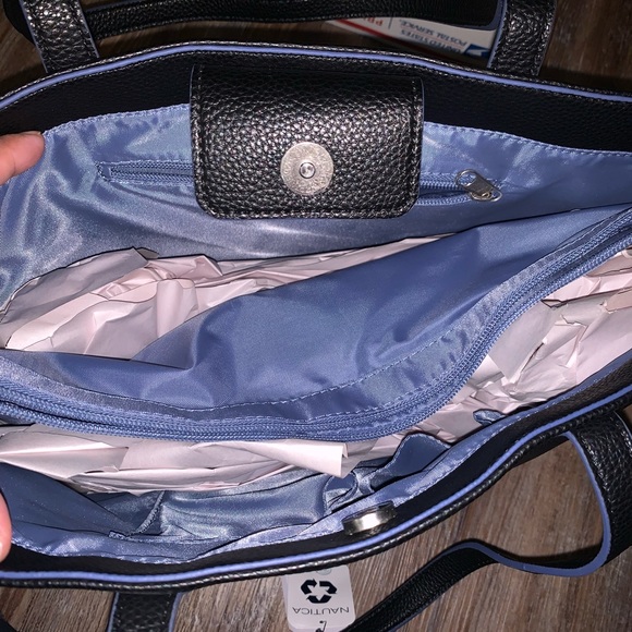 "NAUTICA"WOMEN'S BLK.FAUX PEBBLE LEATHER TOW THE LINE TOTE -AUTHENTIC - Picture 9 of 11